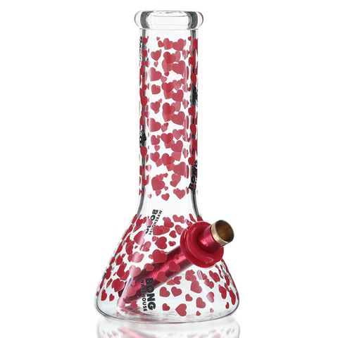 Bong Warehouse Love Hearts Beaker Bong 20cm - Red