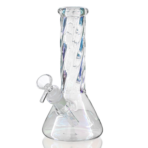 Bong Warehouse - Mini Beaker Glass Bong 21cm Twisted Fantasy  - Pearl front
