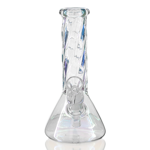 Bong Warehouse - Mini Beaker Glass Bong 21cm Twisted Fantasy  - Pearl front view