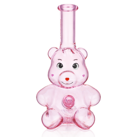 Bear Glass Bong 25cm - Pink Front View