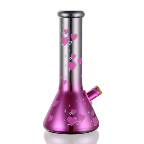 Bong Warehouse Chrome Hearts Beaker Bong 16cm in Pink with white background