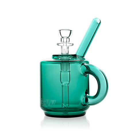 GRAV Coffee Mug Pocket Glass Bubbler 12cm - Lake Green