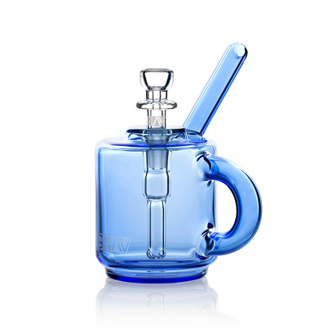 GRAV Coffee Mug Pocket Glass Bubbler 12cm - Light Cobalt