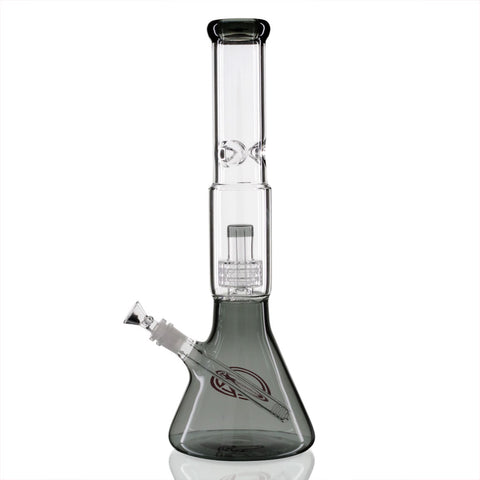 Shotties 40cm Glass Slit Fountain Beaker Bong – Close-up Glass Beaker Bong with slit fountain percolator for creating fine water diffusion