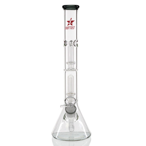 Shotties 35cm Glass Double Fountain Beaker Bong – Sturdy Glass Beaker Bong displaying double fountain percolator