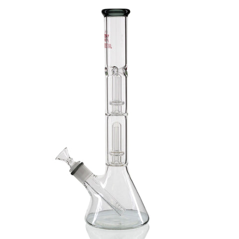 Shotties 35cm Glass Double Fountain Beaker Bong – Transparent Beaker Bong showing double fountain percolators