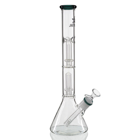 Shotties 35cm Glass Double Fountain Beaker Bong - Clear/Teal right