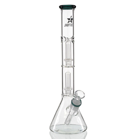 Shotties 35cm Glass Double Fountain Beaker Bong - Clear/Teal front