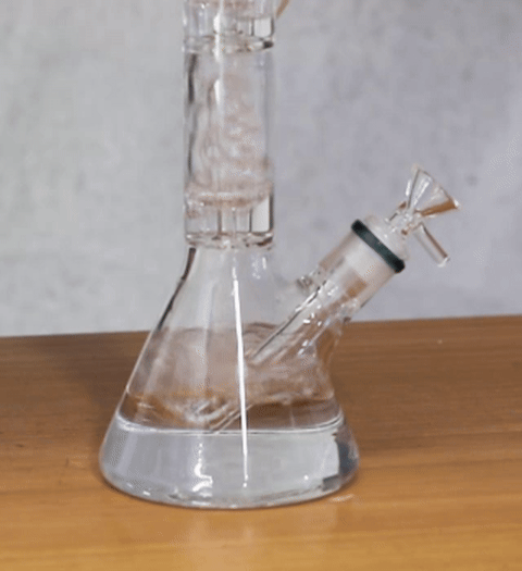 Shotties 35cm Glass Double Fountain Beaker Bong – Clear Glass Beaker Bong with dual fountain percolators creating layered water filtration and dense bubbling action