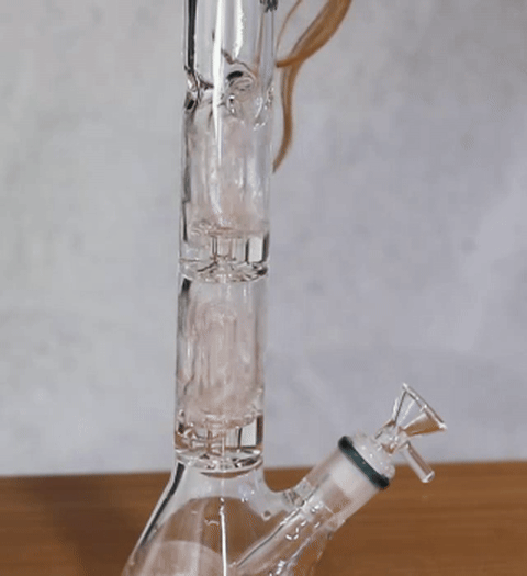 Shotties 35cm Glass Double Fountain Beaker Bong - Sturdy Clear Beaker Bong body with dual fountain filter bubbling