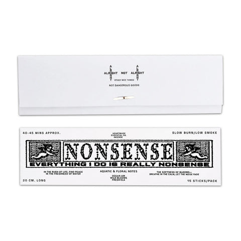 Nonsense long stick incense by Alright Not Alright - aquatic and floral notes, 20cm sticks, slow burn low smoke