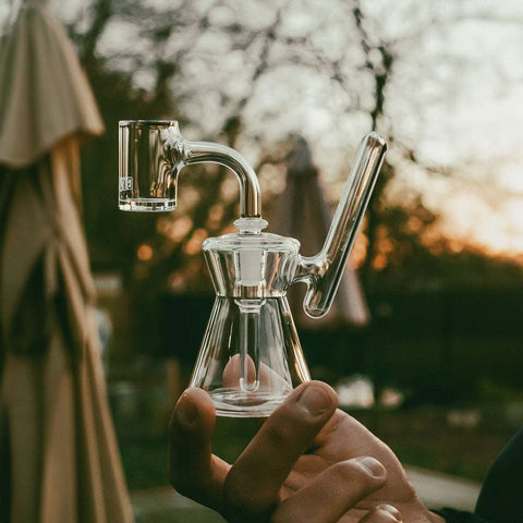 Grav® Hourglass Glass Dab Rig 10cm - Clear in Hand