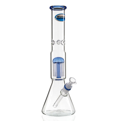 Shotties 40cm Glass Slit Fountain Beaker Bong - Filter Bong with Multi arm Perc Chamber and Thick Clear Glass Body