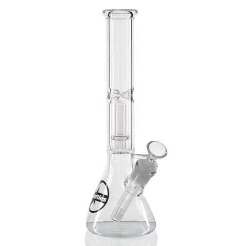 Shotties 30cm Single Fountain Glass Bong - Clear Glass Bong with Straight Tube Design and Compact Base front view