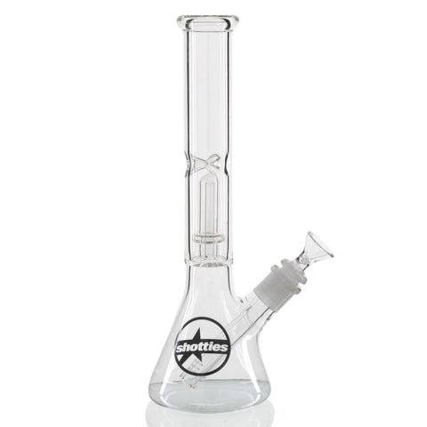 Shotties 30cm Single Fountain Bong - Clear Glass Beaker Bong with Single Fountain Percolator Upright