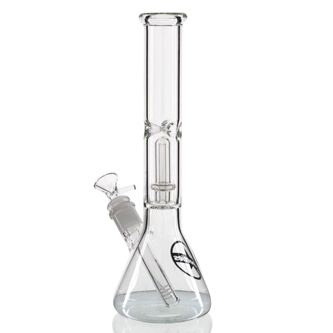 Shotties 30cm Single Fountain Glass Bong - Clear Glass Bong with Straight Tube, flared mouthpiece, and stable round base