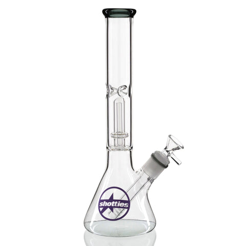 Shotties 30cm Single Fountain Glass Beaker Bong - Clear/Purple Smoke Bong Glass