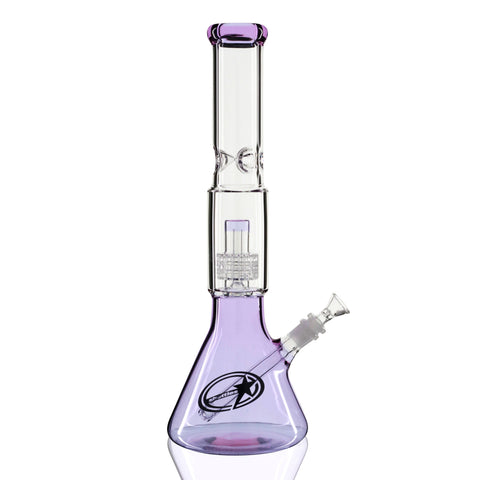 Shotties 40cm Glass Slit Fountain Beaker Bong – Clear Glass Beaker Bong with Slit Fountain Black Beaker Bong