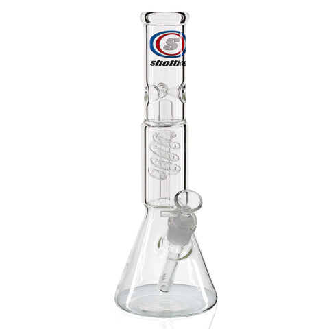 Shotties 30cm Spiral Perk Glass Beaker Bong - Clear/Smoke front