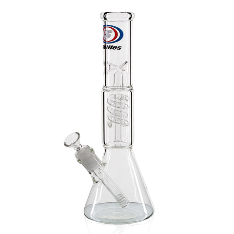Shotties 30cm Spiral Perk Glass Beaker Bong - Clear/Smoke left