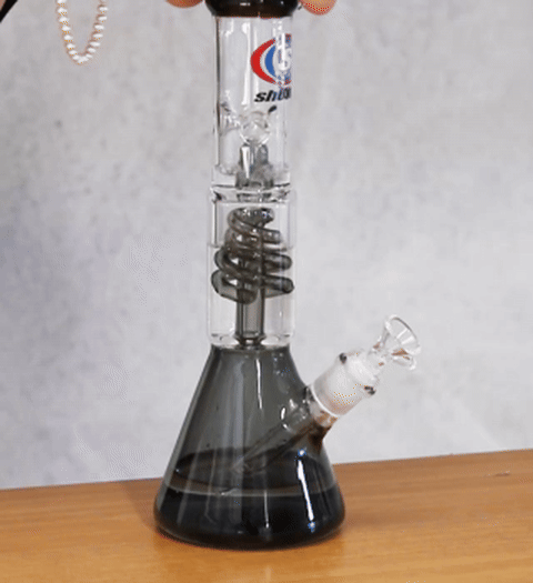 Shotties 30cm Spiral Perk Glass Beaker Bong - Clear Glass Beaker Bong with spiral percolator creating smooth bubbling water filtration