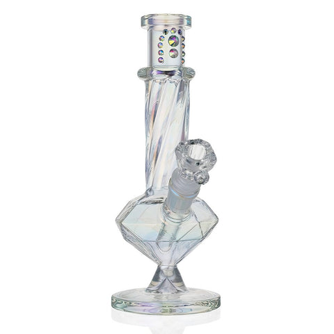 Bong Warehouse  Diamond Jewels Glass Bong 25cm - Pearl with glass bowl