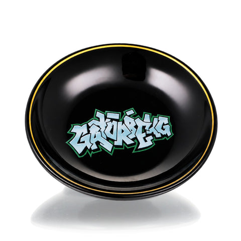 Gatorbeug black ceramic chop bowl top view with graffiti logo and gold rim - buy chop bowl online Australia
