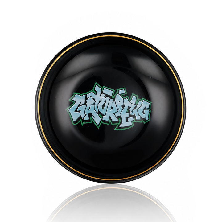 Gatorbeug black ceramic chop bowl with graffiti logo and gold rim - buy cone pieces online Australia