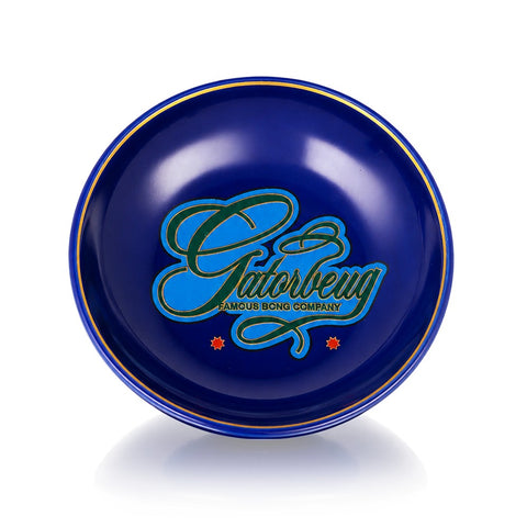 Gatorbeug Famous Bong Company navy blue ceramic chop bowl top view with script logo - buy chop bowl online Australia