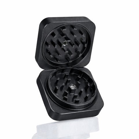 Gatorbeug Classic Block weed grinder in Black, open, stacked view