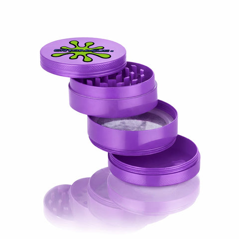 Gatorbeug Green Splat Logo Weed Grinder – Purple 4-Piece Herb Grinder | Gatorbeug – Exploded View