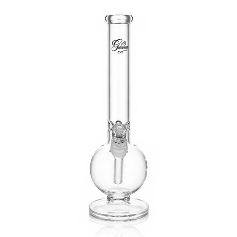 Gatorbeug The Icon clear glass round-base bong, 32cm, front view with logo