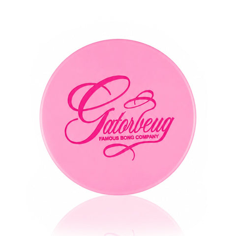 Gatorbeug Pink Script Logo Weed Grinder – Pink 4-Piece Herb Grinder | Gatorbeug – Top View