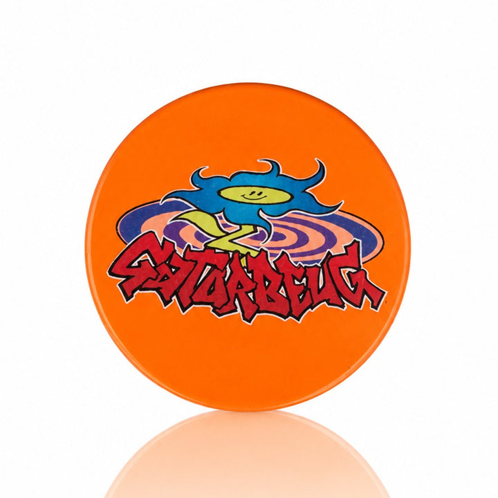 Gatorbeug Sun Mascot Graffiti Weed Grinder – Orange 4-Piece Herb Grinder | Gatorbeug – Top View
