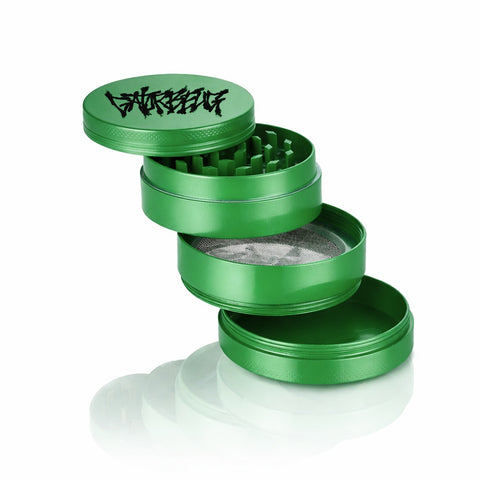 Gatorbeug Thrash Logo Weed Grinder – Green 4-Piece Herb Grinder | Gatorbeug – Exploded View

