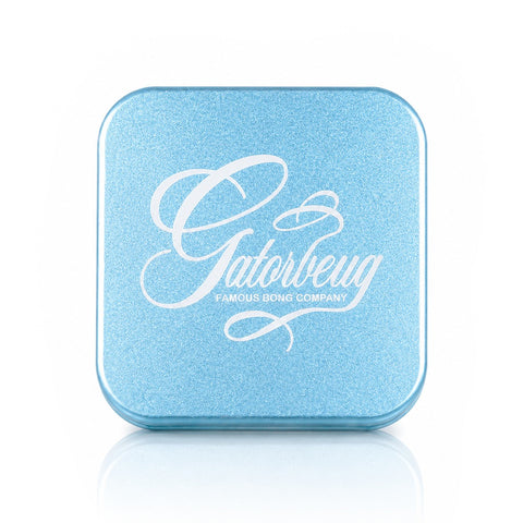 Sky Blue Weed Grinder – White Script 2-Piece Herb Grinder | Gatorbeug