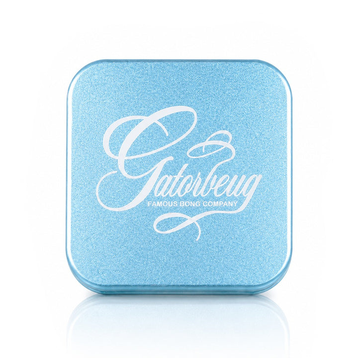Sky Blue Weed Grinder – White Script 2-Piece Herb Grinder | Gatorbeug