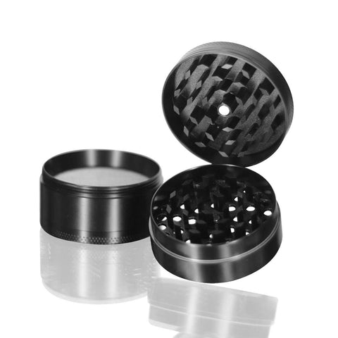 Four-Part Round Metal Grinder - Black Open