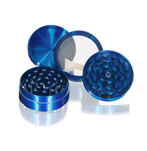 Four-Part Round Metal Grinder - Blue