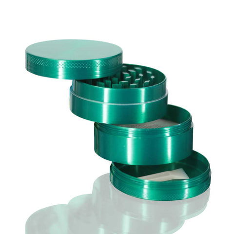 Four-Part Round Metal Grinder - Green Open