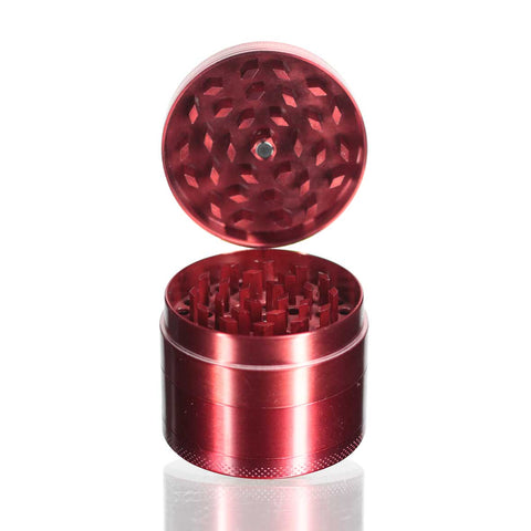 Four-Part Round Metal Grinder - Red Open