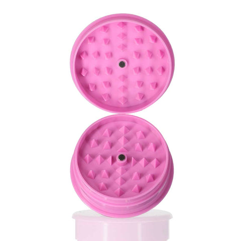 Two-Part Plastic Grinder Round - Pink Full Open