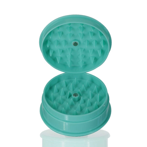 Two-Part Plastic Grinder Round - Teal Half Open