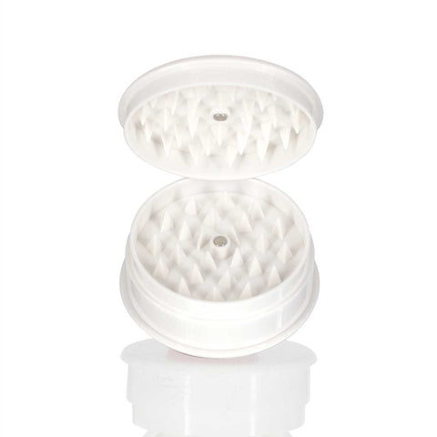 Two-Part Plastic Grinder Round - White Half Open