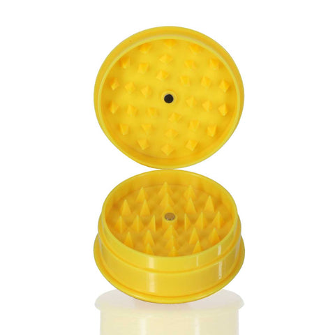 Two-Part Plastic Grinder Round - Yellow Full Open