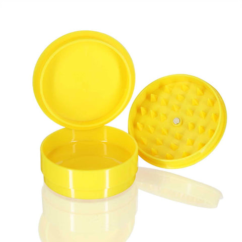 Two-Part Plastic Grinder Round - Yellow Open