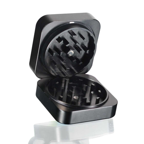 Two-Part Square Metal Grinder - Black Half Open