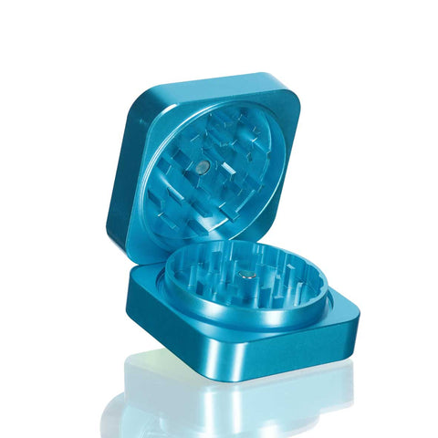 Two-Part Square Metal Grinder - Blue Open