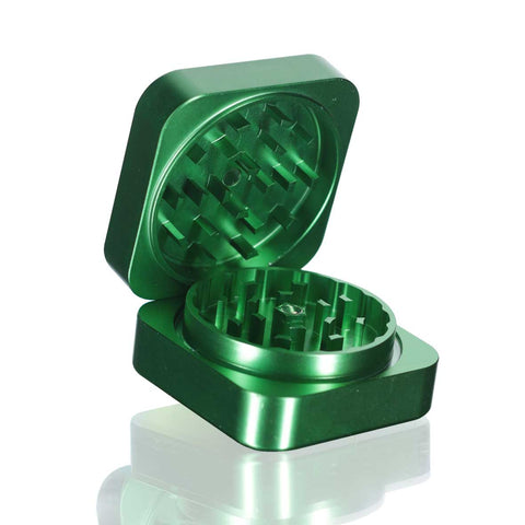 Two-Part Square Metal Grinder - Green Open