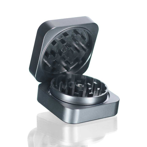 Two-Part Square Metal Grinder - Grey Open